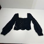 idem Ditto Vicki Idem‎ Ditto Black Crochet Long Sleeve Crop Top Womens Bohemian Small NEW Photo 8