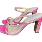 Steven by Steve Madden Pink Iridescent Strappy Block Heel Sandals Square Toe 9 Photo 0