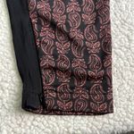 Shoulder Black and Pink Patterned Women's Cropped Silk Dress Pants Size 36 Photo 3