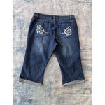 Baccini Cuffed Cropped Jeans w Embroidered Studded Pockets Size 18 Photo 1