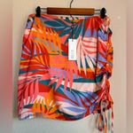Molly Bracken NWT Roma Pink Sunset Retro Tropical Palm Tree Ruched Tie Skirt L Photo 1