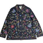 Quacker Factory Vtg Y2K Black Floral Butterfly Embroidered Bead Cotton Jacket M Photo 0