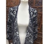 Design History  L Cardigan Sweater Black Open Front Knit Soft Duster Geometric Photo 2