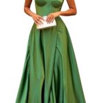 Lime Green Satin Corset Bustier Hi Low Prom Gown Evening Dress Size 4 Photo 0