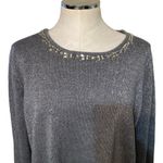Jaclyn Smith Vintage Metallic Rhinestone Studded Embellished Sweater XL Gray Photo 3