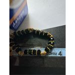 Y2K Vintage Butterfly Black Gold Tone Stretchy Rhinestone Beaded Bracelet 90s Photo 4