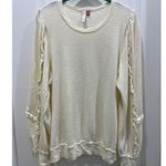 Pilcro and the Letterpress PILCRO Anthropologie Ruffle Sleeve Ivory Pullover Modal Boho Sweater Sz XL Photo 1