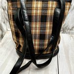 Longaberger  Black Brown Plaid Cloth Bucket Bag Silver Hardware Vintage Fall Cozy Photo 6
