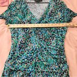 Jones New York Multicolored Teal Dot Patterned Faux Wrap Midi Dress Size 10 Photo 12
