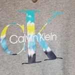 Calvin Klein GRAY TIE DYE WATERCOLOR FRONT LOGO SIDE SPLIT HEM LOUNGE SWEATSHIRT Photo 3