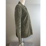 Women’s Quilted Leather Button Down Utility Barn Jacket medium Green Photo 5