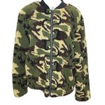 Sanctuary  Green Camoflauge Zip Up Fleece‎ Jacket Lined Medium Photo 1