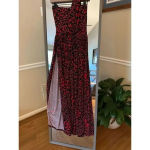 Monaco Ankle Length Sequin Side Slit Dress Small Red Photo 1