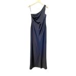 BHLDN Anthropologie Dylan Satin Charmeuse Navy Bridesmaid Gown One Shoulder Size Photo 2
