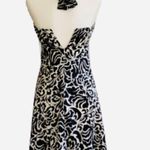 White House | Black Market WHBM Halter Dress Black Cream Floral Sleeveless Silk Flowy Halter Dress Size 4 Photo 3