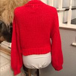 Anthropologie  Luna Ivy Red 3D Floral Appliqued Chunky Cardigan Small Photo 5