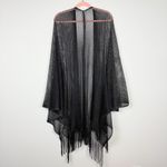Casa Maca Black Shimmer Open Knit Mesh Fringe‎ Kimono Swim Cover One Size Size undefined Photo 10