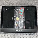 DKNY  three piece gift set mittens headband wallet combo black turquoise gold NWT Photo 8