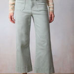 LC Lauren Conrad  Plus 14W Super High Rise Wildflower Wide Leg Cropped Green Photo 0