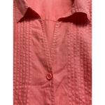 kim rogers Pink Button Up 100% Linen Pintuck Top Women's 1X Pleated 3/4 Sleeve Photo 2