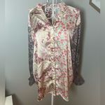 1.4.3. Story by Line Up Patchwork Vintage Style Floral Paisley Long Sleeve Ruffle Neck Satin Blouse Sz S Photo 1