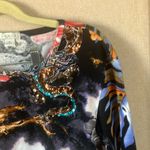 Asian inspired Multicolor Long Sleeve lapis Top XL Black Photo 2