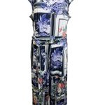 Tahari Floral Print Wide Leg Jumpsuit Sleeveless V-Neck Belted Casual Romper SMP Photo 4