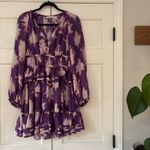 Ulla Johnson Emery Dress Cassis Blur Silk Ruffles Purple Cream Tie Dye Size 4 Photo 1
