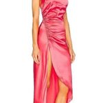 Retrofete Sabrina Satin Dress in Coral Large New Womens Long Gown Midi Pink Photo 3