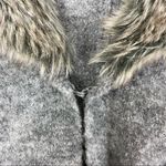 Chico's Chico’s Gray Lillian Faux Fur Neck Short Sleeve Knit Cardigan Sweater 0 S Photo 6