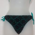 California Waves  2pc Black Crochet Lace Over Teal Bikini Set Photo 3