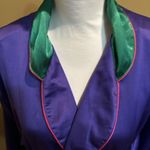 Victoria's Secret  Gold Label Robe Purple Satin‎ Kelly Green Trim Belted Size M/L Photo 3