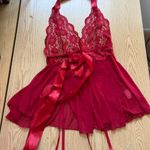 Women's Elegant Lacey Burgundy/Red Lingerie Babydoll w/Garters size Medium/Large Red Photo 6