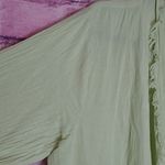 OH MY GAUZE! PALE GREEN YELLOW RAW FRAYED EDGE OPEN FRONT CARDIGAN COTTON 2 Size L Photo 3