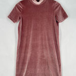 Madewell  Velvet Short Sleeve Mock Neck Mini Dress Stretch Frosty Mauve Size XXS‎ Photo 0
