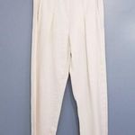 Raquel Allegra Linen Blend White Pleated Crop Pants Pull On High Rise Size 2 Photo 0