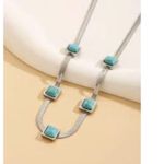 Silver Plated turquoise necklace snake chain Stainless Steel womens jewelry Blue Photo 8