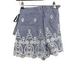 ZARA  Womens Skort Blue White Gingham Embroidered Lace Hem Side Tie Feminine XS Photo 3