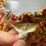 easel  Mustard Yellow Floral V Neck Short Sleeve Top size M Photo 1