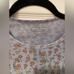 American Eagle  Blue Waffle Floral Thermal Crop Top Lettuce Hem Stretch Size XXS Photo 1