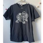 Alice in Wonderland Flowers Black Graphic Tee Size L Photo 0