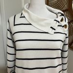 J.Crew XL Cozy Soft Warm Casual Striped Button Collar Nautical Sweatshirt Top‎ White Photo 1