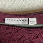 Susan Graver  Size 2x Burgandy Lace Blouse Top Scoop Neck Office Holiday Modest Photo 2