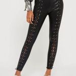 Topshop  Faux Leather Percy Lace Up Skinny Pants High Waisted Black Size 6 Photo 0