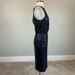 Eliza J Sequined Sleeveless Midi Sheath Cocktail Dress Blue Size 8 Round Neck Photo 2