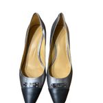 Coach Black Silver Pointed Toe Kitten Heel Pumps Women's Size 9B Photo 6