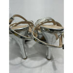 Nina Womans  Size 6.5 M Strappy open Toe Slingback Silver Platform Dress Shoe Photo 4