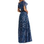 Mac Duggal  Navy Embellished Illusion Butterfly Sleeve A-Line Gown Women’s Sz 8 Photo 5