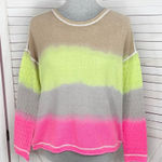 Lisa Todd Ombre Gradient Perforated Sleeve Crop Sweater Medium Neon Pink Photo 0