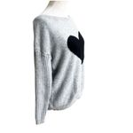 Boutique Heart Pullover Sweater Size XL Black Gray Scoop Neck Cabin Fall Comfy Photo 2
